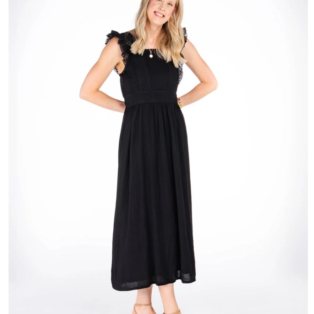Amalli Talli Tall Chic Black Ruffle Sleeve Maxi Dress